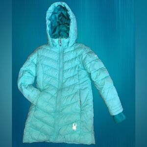 Spyder brand, Girls’ long chevron puffer coat sz xs 5/6